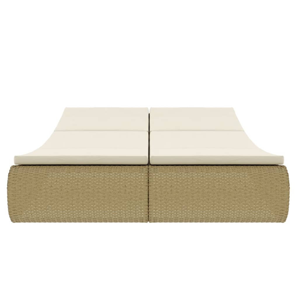 Loungebed Poly Rattan Beige