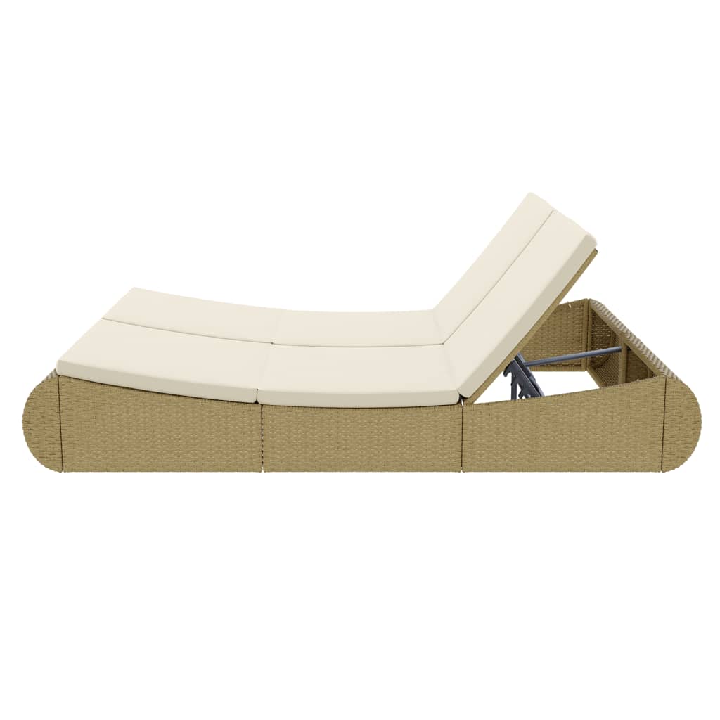 Loungebed Poly Rattan Beige