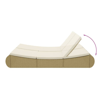 Loungebed Poly Rattan Beige