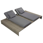 Ligbed tweepersoons poly rattan grijs met kussens