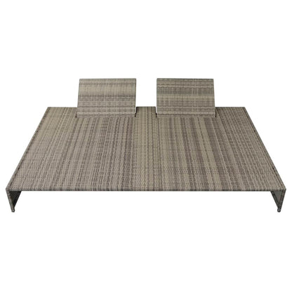 Ligbed met kussen tweepersoons poly rattan grijs