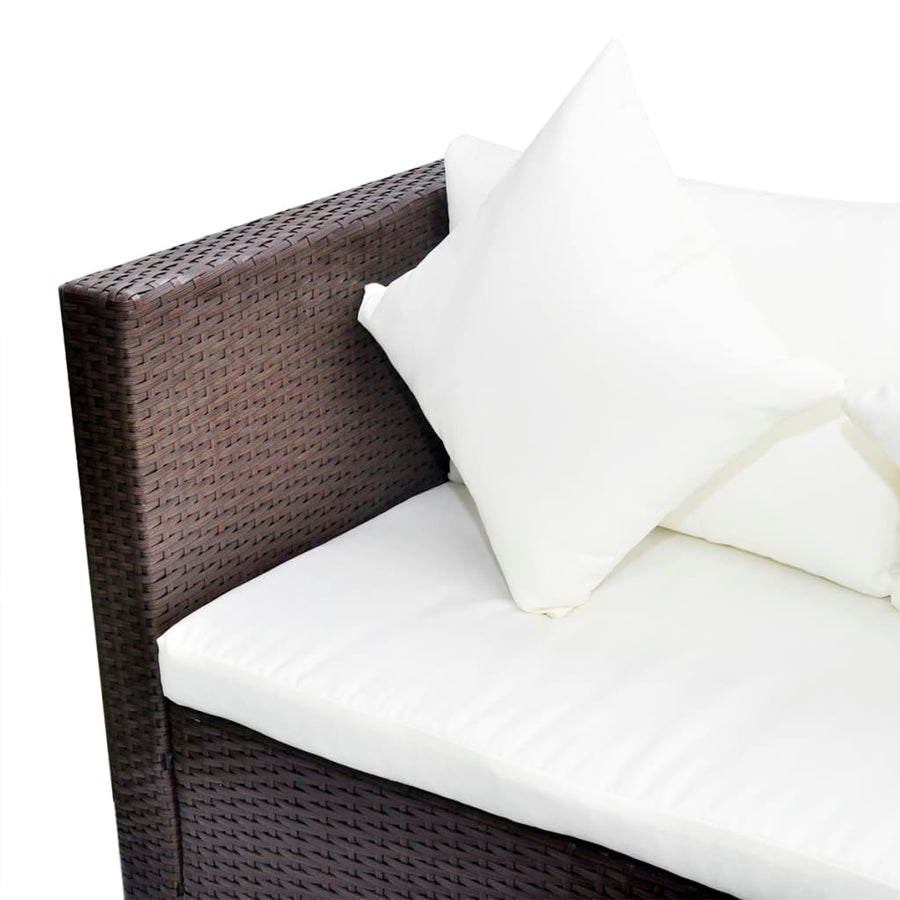 -Delige Loungeset Met Kussens Poly Rattan Bruin