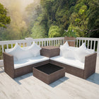 -Delige Loungeset Met Kussens Poly Rattan Bruin