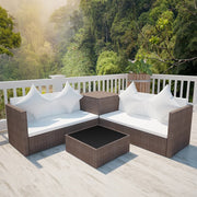 Loungeset 4-delig poly rattan bruin