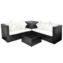 -Delige Loungeset Met Kussens Poly Rattan Zwart