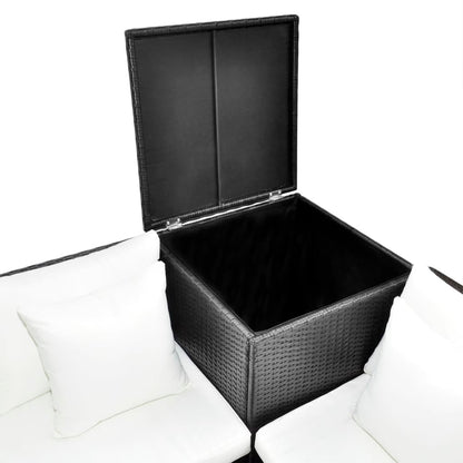 -Delige Loungeset Met Kussens Poly Rattan Zwart