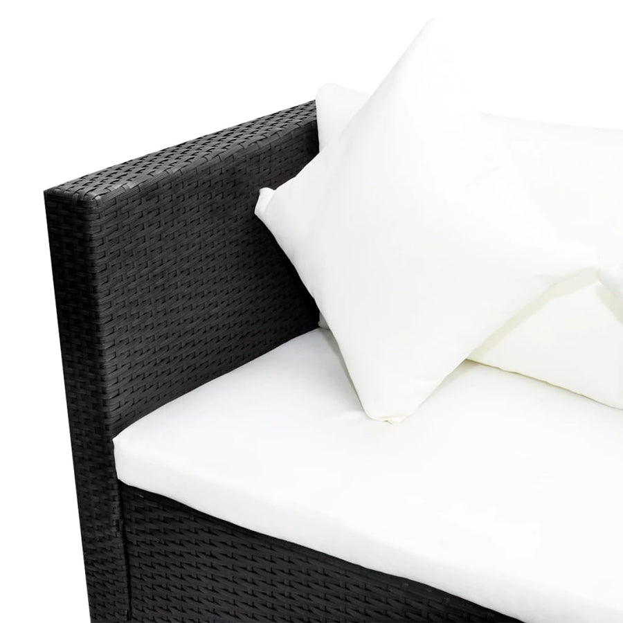 -Delige Loungeset Met Kussens Poly Rattan Zwart