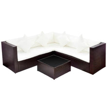 -Delige Loungeset Met Kussens Poly Rattan Bruin