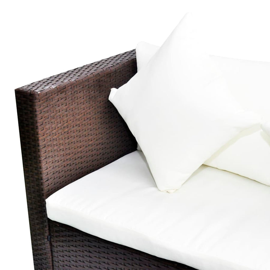 -Delige Loungeset Met Kussens Poly Rattan Bruin
