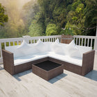 -Delige Loungeset Met Kussens Poly Rattan Bruin