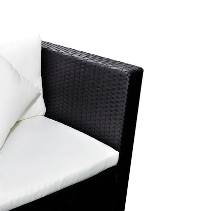 -Delige Loungeset Met Kussens Poly Rattan Zwart