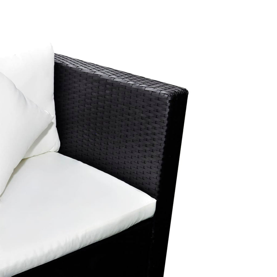 -Delige Loungeset Met Kussens Poly Rattan Zwart