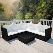 Loungeset 4-delig poly rattan zwart