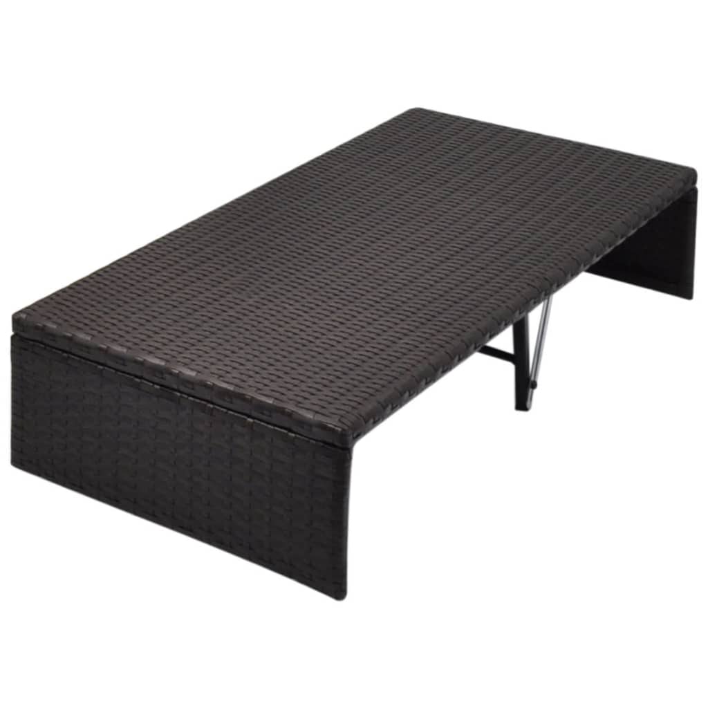 Tuinbed Met Luifel 190X130 Cm Poly Rattan Bruin