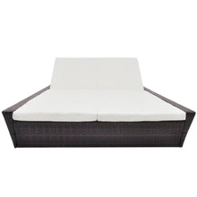Loungebed Met Kussen Poly Rattan Bruin
