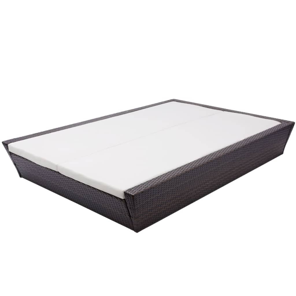 Loungebed Met Kussen Poly Rattan Bruin