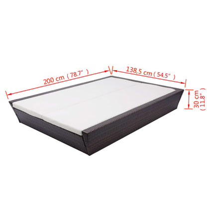 Loungebed Met Kussen Poly Rattan Bruin