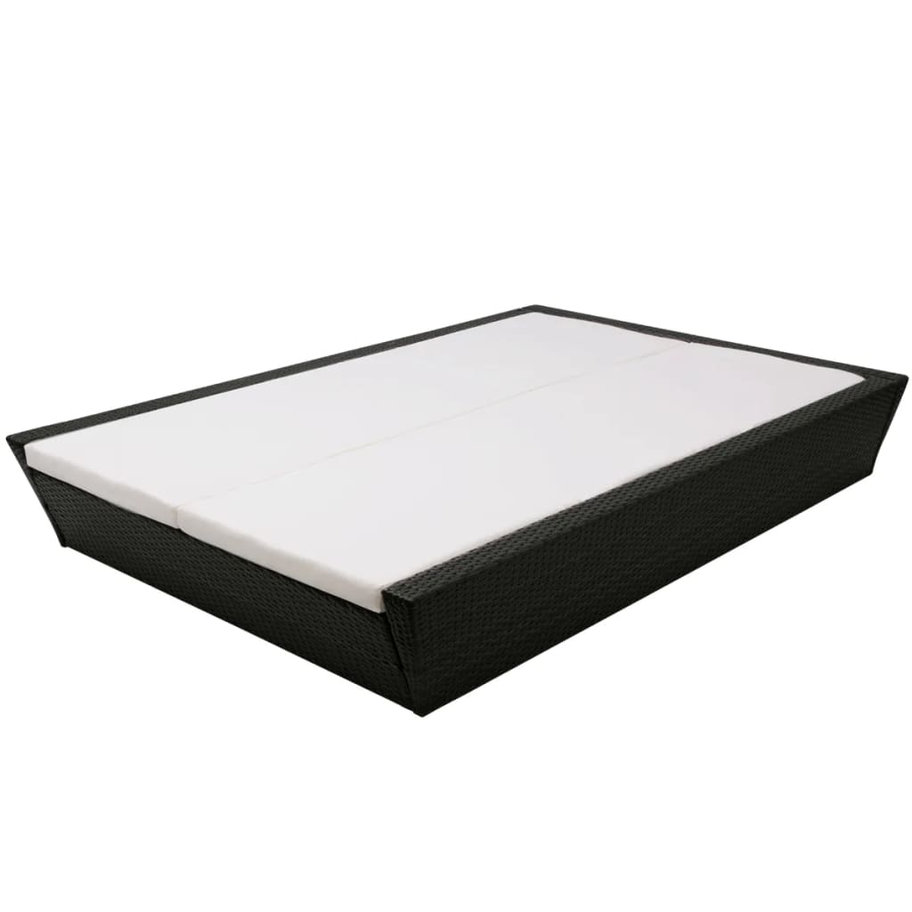 Loungebed Met Kussen Poly Rattan Zwart