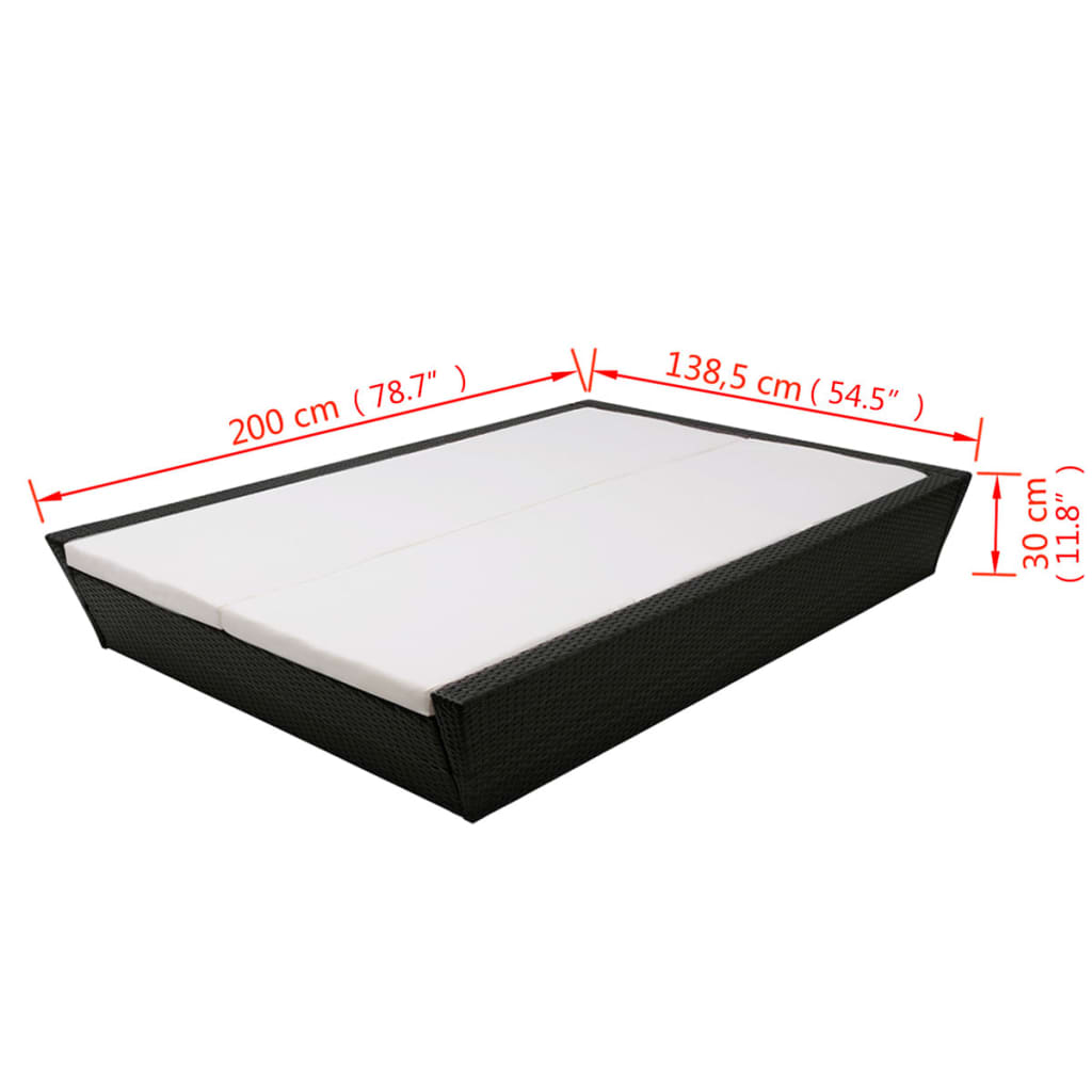 Loungebed Met Kussen Poly Rattan Zwart