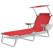 Ligbed 189x58x27 cm staal rood met luifel