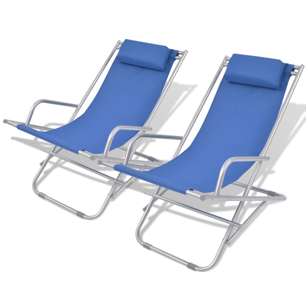 Terrasstoelen Verstelbaar Staal Blauw