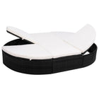 Lounge bed with cushion poly rattan black
