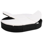 Lounge bed with cushion poly rattan black