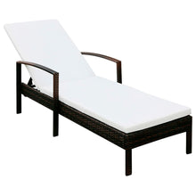 Ligbed Met Kussen Poly Rattan Bruin