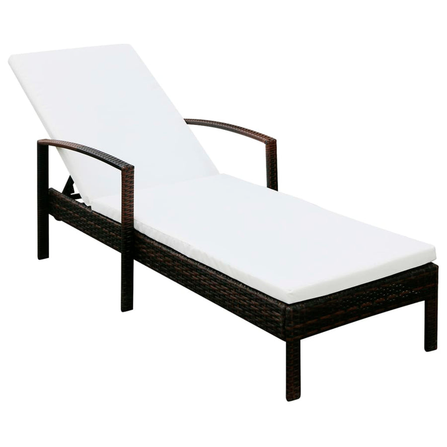 Ligbed Met Kussen Poly Rattan Bruin