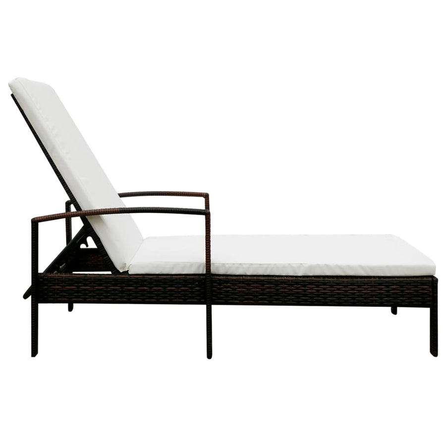 Ligbed Met Kussen Poly Rattan Bruin