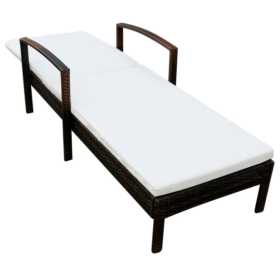 Ligbed Met Kussen Poly Rattan Bruin