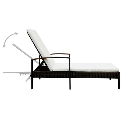 Ligbed Met Kussen Poly Rattan Bruin