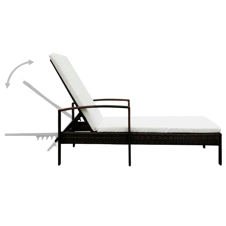 Ligbed Met Kussen Poly Rattan Bruin