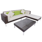 -Delige Loungeset Met Kussens Poly Rattan Bruin