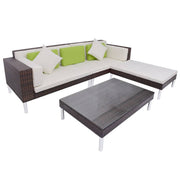 Loungeset poly rattan bruin 4-delig