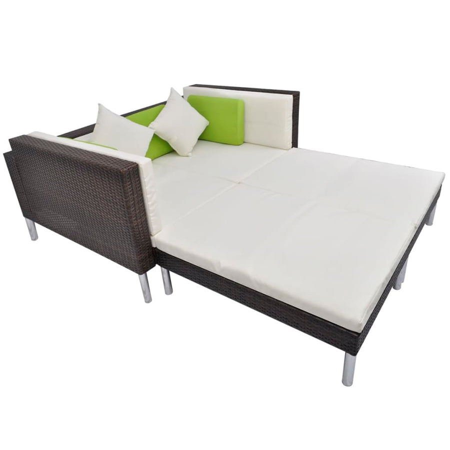 -Delige Loungeset Met Kussens Poly Rattan Bruin
