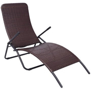 Ligbed poly rattan bruin inklapbaar 61x147x95 cm