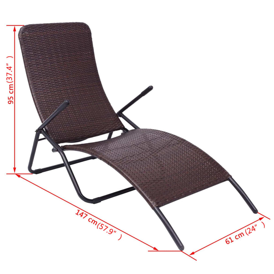 Inklapbaar Ligbed Poly Rattan Bruin