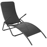 Ligbed inklapbaar poly rattan zwart 61x147x95 cm