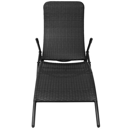 Inklapbaar Ligbed Poly Rattan Zwart