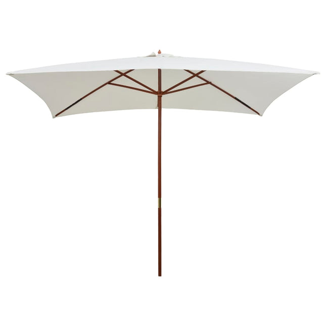 Parasol Met Houten Paal 200X300 Cm Wit Crème