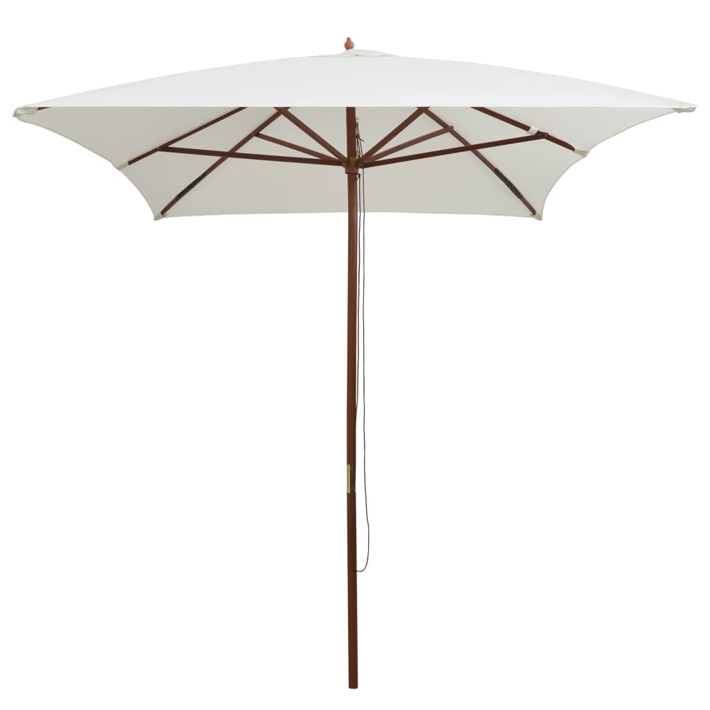 Parasol Met Houten Paal 200X300 Cm Wit Crème