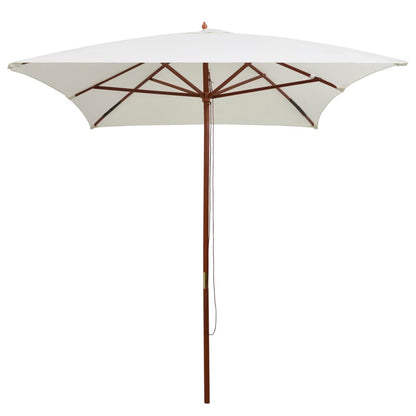 Parasol Met Houten Paal 200X300 Cm Wit Crème