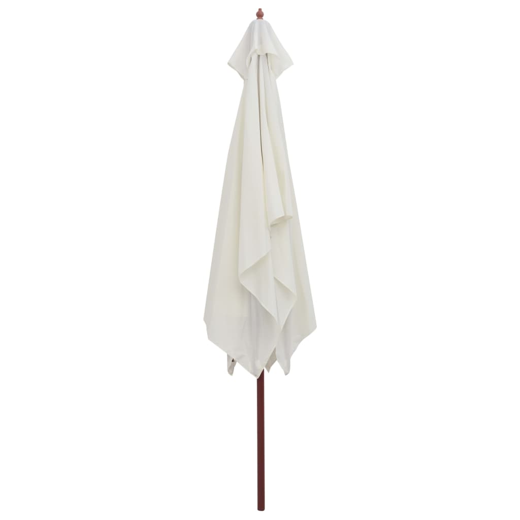 Parasol Met Houten Paal 200X300 Cm Wit Crème