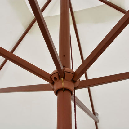 Parasol Met Houten Paal 200X300 Cm Wit Crème