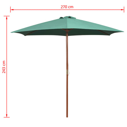 Parasol 270X270 Cm Houten Paal Groen