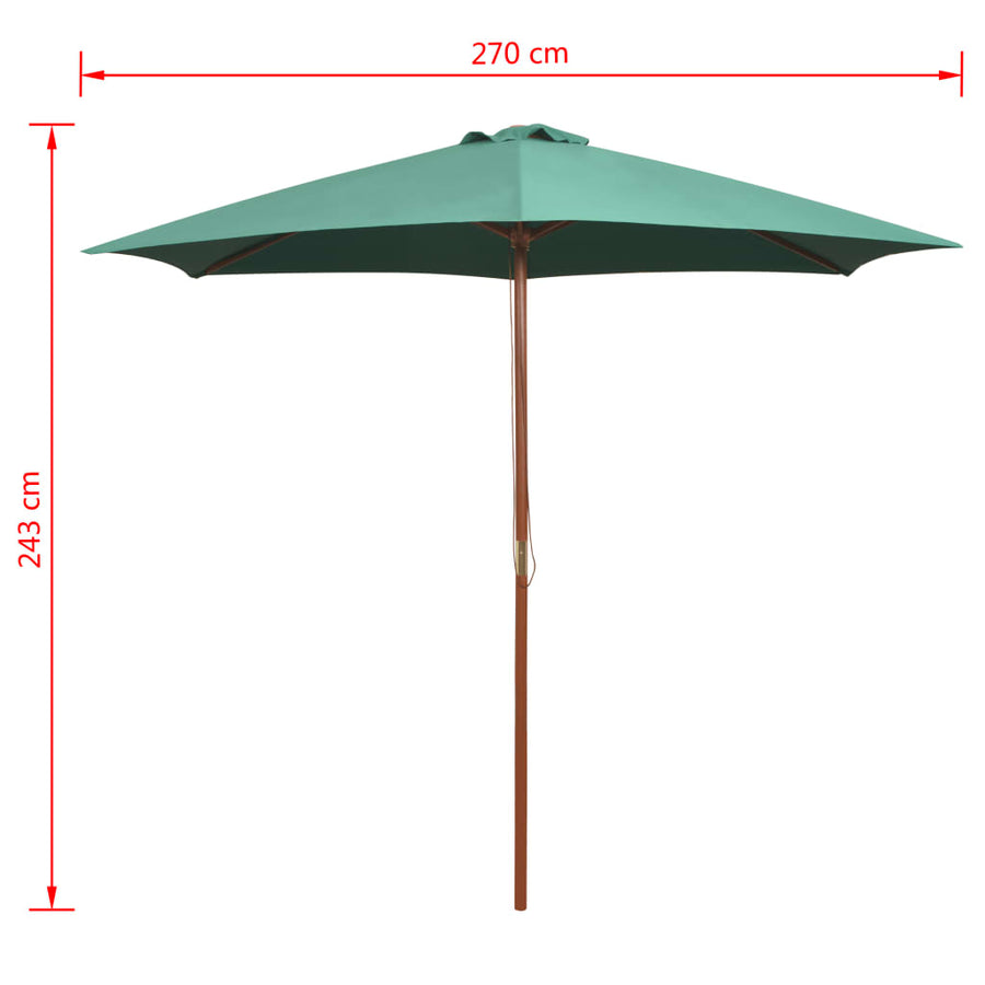 Parasol 270X270 Cm Houten Paal Groen