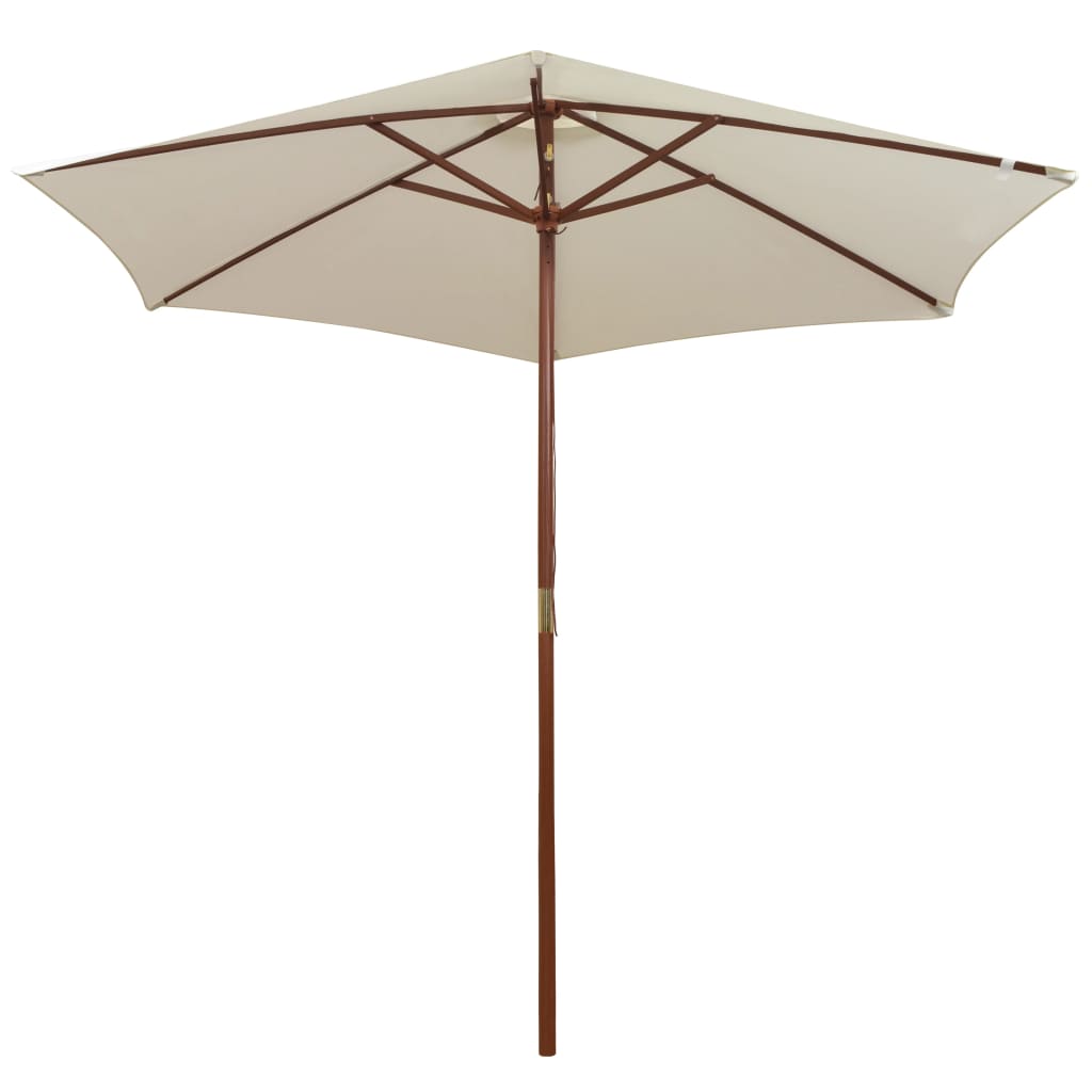 Parasol 270X270 Cm Houten Paal Wit Crème