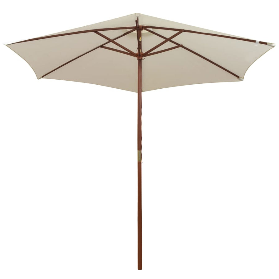 Parasol 270X270 Cm Houten Paal Wit Crème