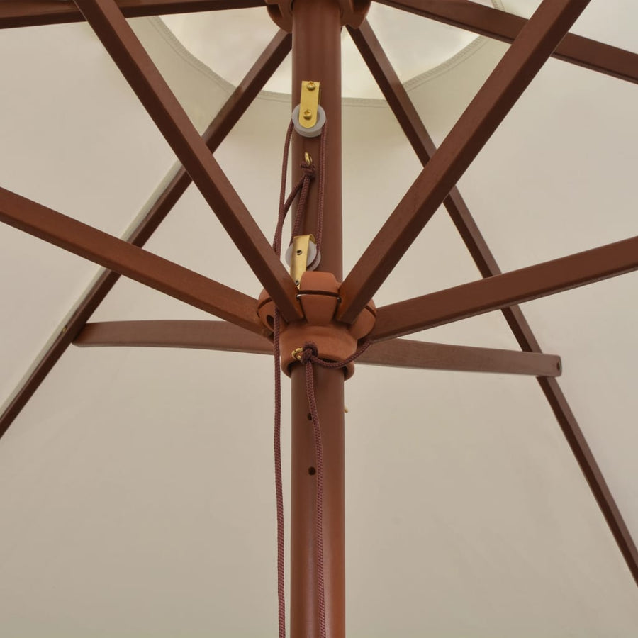 Parasol 270X270 Cm Houten Paal Wit Crème